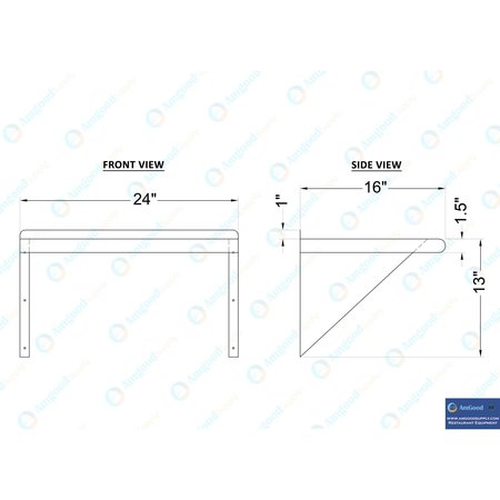 Amgood Stainless Steel Wall Shelf, 24 Long X 16 Deep AMG WS-1624